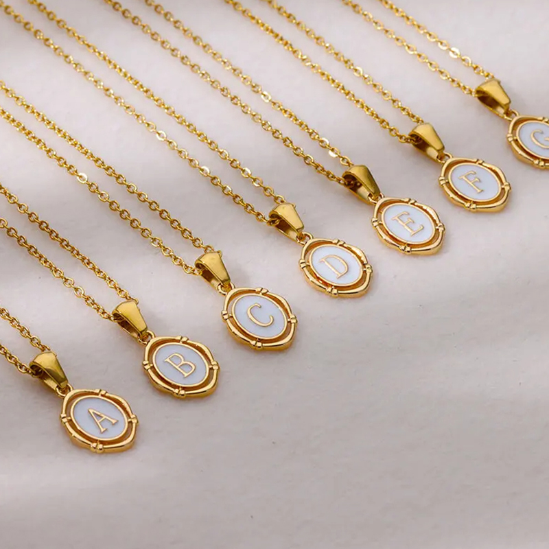Birth Flower Necklace - A-Z Lettre Initiale Émail Collier Pour