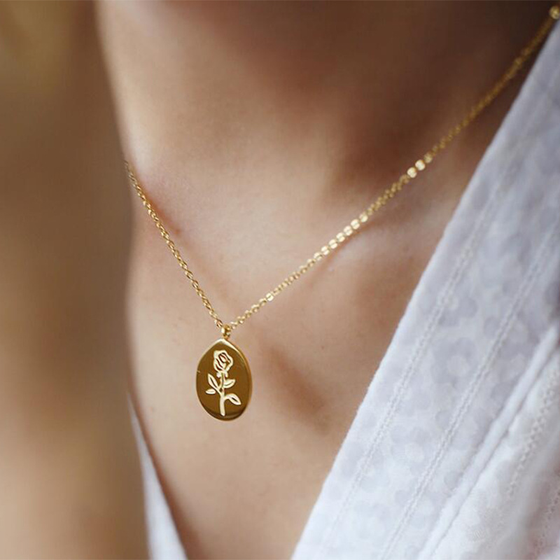 Birth Flower Necklace - Colliers en acier inoxydable pour femmes,